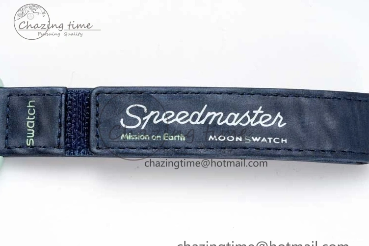 0305 SoftTouch Speedmaster Misson On Earth 1:1 Best Edition Blue Dial On Nylon Strap Quartz 7859